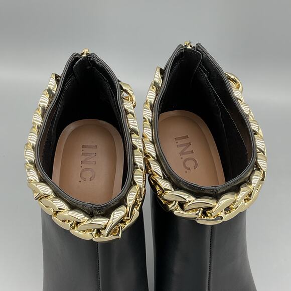 NEW I.N.C. Women’s Radeyah Pointed Toe Chain Booties Black Size 10M - Picture 6 of 11